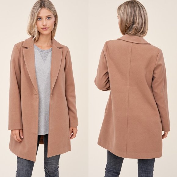 NWOT Lightweight Camel One Button Coat - Picture 3 of 3